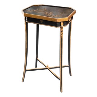 English Chinoiserie Ebonized Side Table For Sale