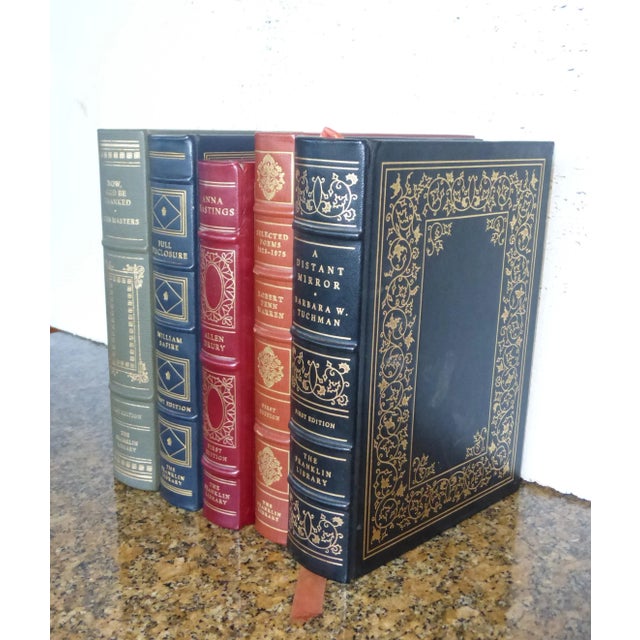 Traditional First Edition Leather Books by Warren, Drury, Safire, Masters & Tuchman - Set of 5 For Sale - Image 3 of 13