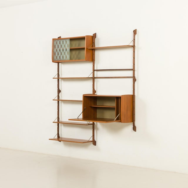 Brown Ergo Wall Unit with Hidden Desk, Norway, 1960s For Sale - Image 8 of 16