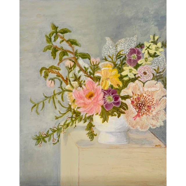 Wood “Organic Floral” Impressionist Style Still Life Acrylic Painting For Sale - Image 7 of 7