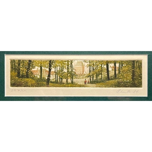 1986 PAUL CLOUTIER Quebec, Canada Signed & Numbered Color Etching, Framed Aprox. dimensions: Frame: 9.5"H x 15"W Opening...