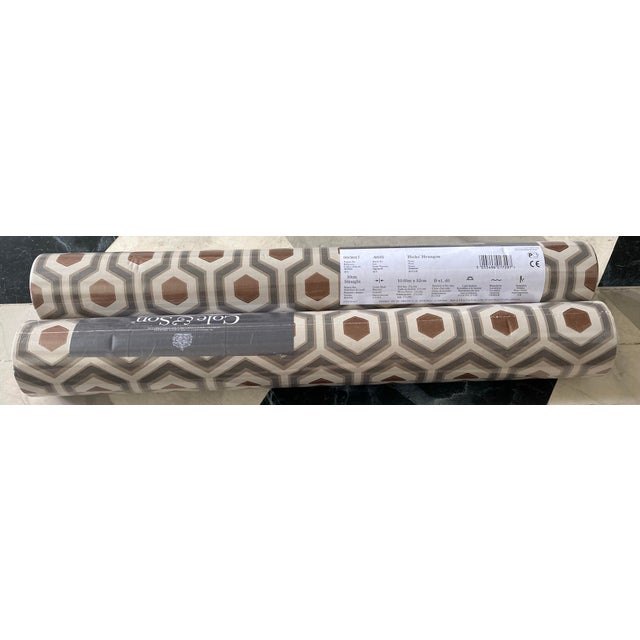 Taupe Set of 5 Brand New Cole & Son Hicks’ Hexagon Wallpaper Rolls - Geometric Taupe, Gray & Bronze Pattern 95/3017 For Sale - Image 8 of 12