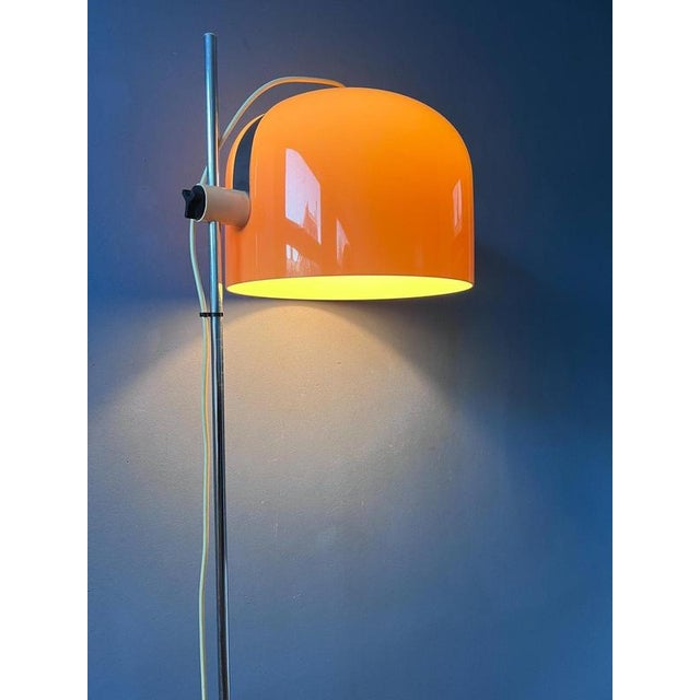 Space Age Floor Lamp with Chrome Base and Orange Shade from Guzzini For Sale - Image 3 of 13