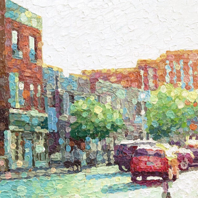 A World Where - Original Contemporary Urban Figurative Pointillist Acrylic Painting For Sale - Image 4 of 9