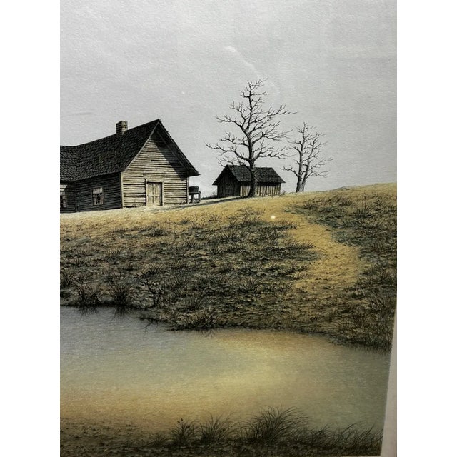 Butler Brown Hand-Signed & Remarqued Original Lithograph, the Old Georgia Farmhouse (1977), Franklin Mint Edition, Framed, Coa For Sale In Baltimore - Image 6 of 12
