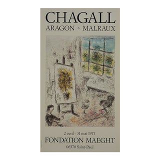 "Chagall, Aragon, Malraux 1977", Original Galerie Maeght Exhibition Poster For Sale