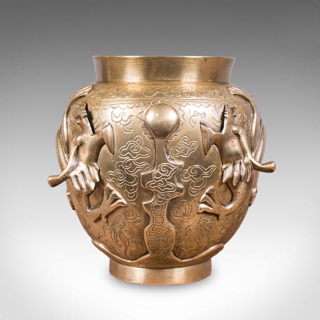 This is an antique flower urn. An Oriental, bronze decorative posy vase, dating to the late Victorian period, circa 1900....