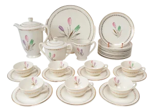 French Coffee and Dessert Service from Gien Pottery, 1960s, Set of 30