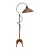 Vintage Wicker and Iron Floor Lamp With Sculptural Curved Arm For Sale