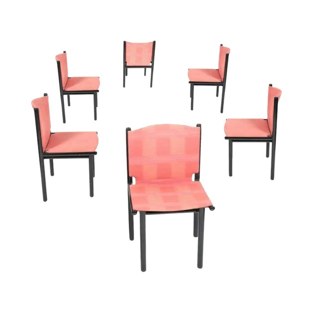 Cassina Caprile dining chair by Gianfranco Frattini. Gorgeous original woven textile with shades of pink and peach. Lovely...