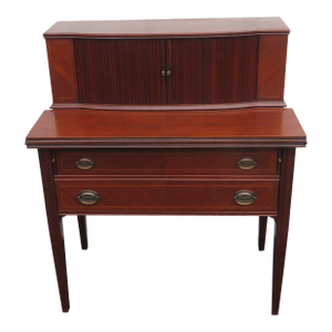 Wabash 1940s Mahogany Tambour Door Secretary Writing Desk 5743