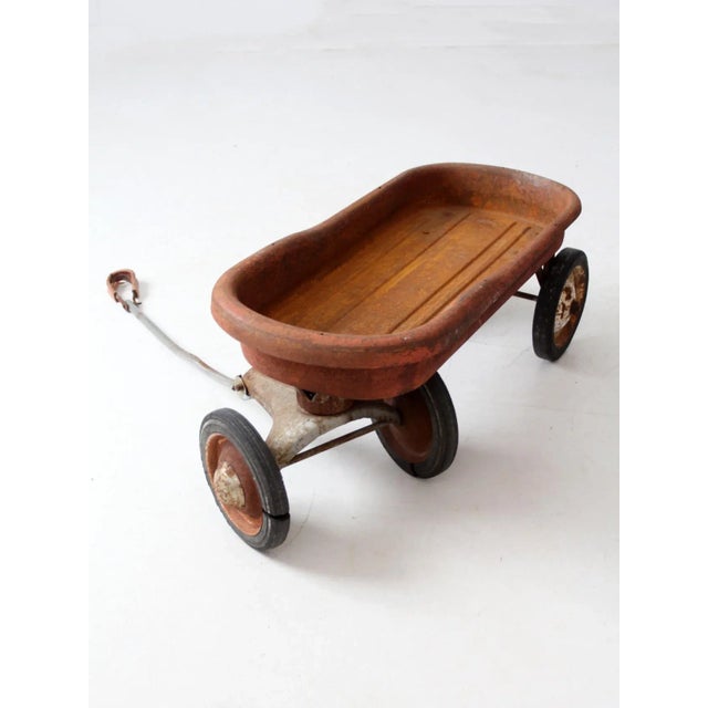 Red Vintage Red Metal Wagon For Sale - Image 8 of 12