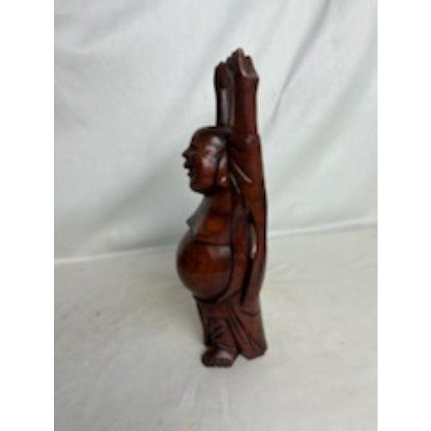 Asian 1960s Large Carved Wood Happy Buddha For Sale - Image 3 of 10