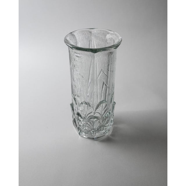 This vintage pressed glass vase from the 1970s by Fidenza, Italy is a beautiful example of sculptural glass design....