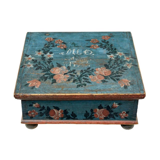 Antique Hand Painted Pine Storage Box, 1840 For Sale - Image 6 of 8
