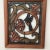 Vintage Framed Glass, different shades of brown, with abstract flowers and bird pattern. Great decorative peace. Circa...