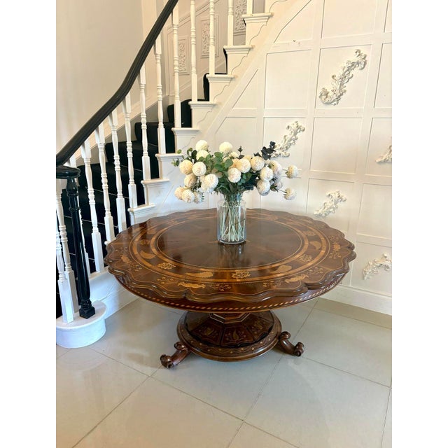 Mid 19th Century Large Antique Irish Killarney Marquetry Inlaid Yew Wood Centre Table attributed to the Egan Workshop, 1860 For Sale - Image 5 of 18