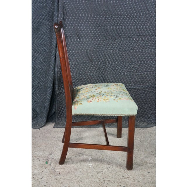 Antique Victorian Gothic Chippendale Style Carved Mahogany Chair Animal Print For Sale - Image 9 of 18