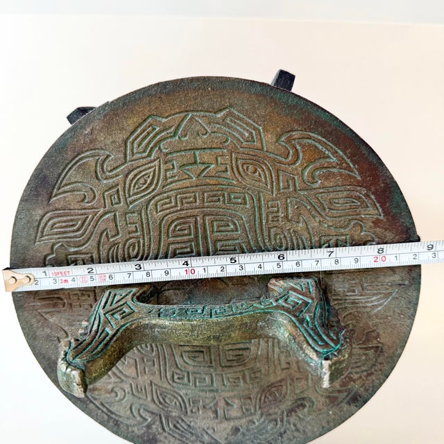 1960s Mid Century Modern James Mont Ice Bucket Asian Aztec Mayan Patinated Bronze VTG For Sale In Palm Springs - Image 6 of 9