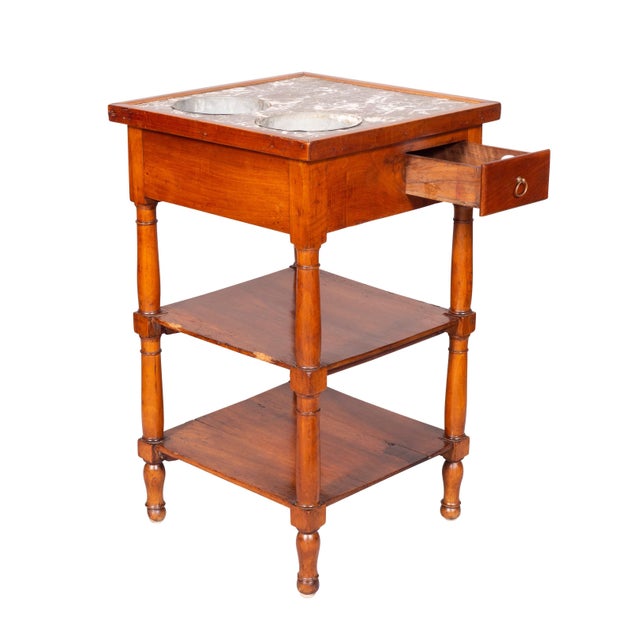 Charles X Walnut and Marble Drinks Table or Rafraichissoire For Sale - Image 12 of 13