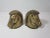 A vintage pair of Art Deco trojan horse head bookends. They are made of metal, gold plated and executed with a bold detail...