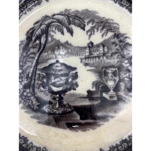 Antique P. W. & Co. Black Mulberry Ware Plates, “Washington’s Vase” - Set of 8 For Sale - Image 12 of 13