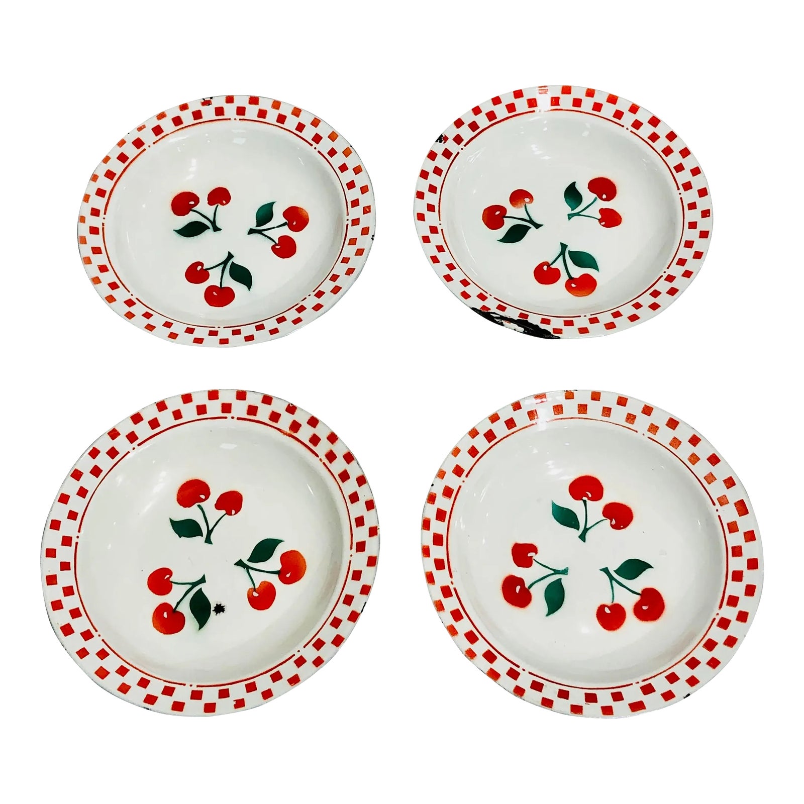 Vintage Enamel Cherry Serving Dishes Set of 4 Chairish