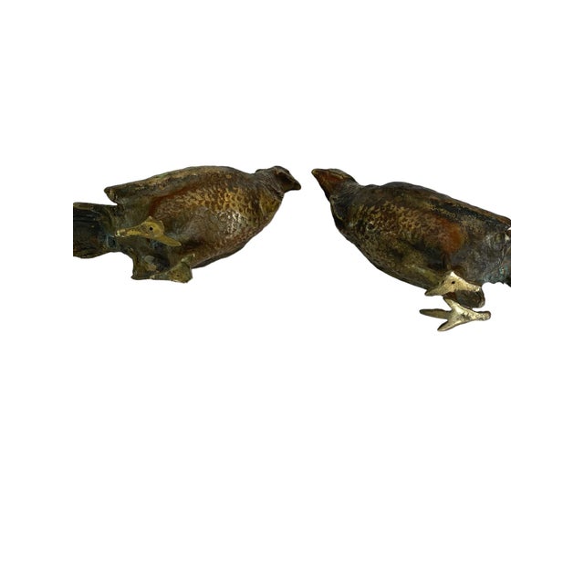 Mid 20th Century Mid 20th Century Brass Chicken Figurines - Set of 2 For Sale - Image 5 of 10