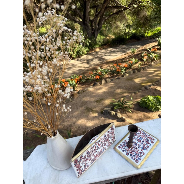 Vintage Austrian Eva Scherer Wien Metal Blotter & Pen Holder Set For Sale - Image 4 of 8