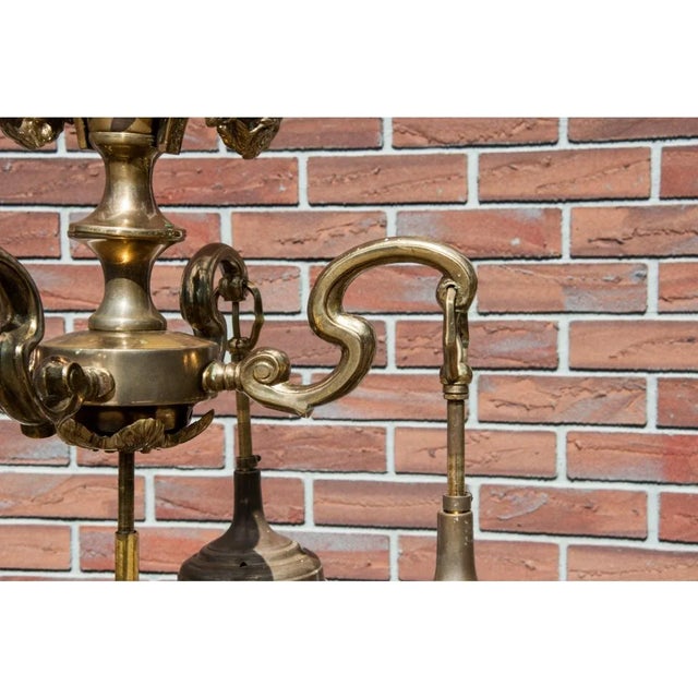 1950s Mid 20th Century Brass Chandelier, Western Europe., 1950s For Sale - Image 5 of 10