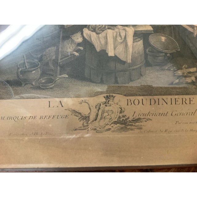 Wood Antique 18th Century Framed French Culinary Themed Engraving Print, La Boudinière, Meaning Charcuterie. Great for Kitchen & Culinary Decor. See Pics! For Sale - Image 7 of 11