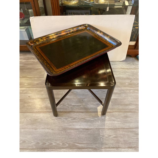 Wood Antique 19 Century English Papier-mâché Tray Table For Sale - Image 7 of 10