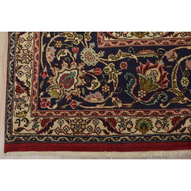 Tabriz Rug 9’11” X 12’3” Red Wool Vintage Traditional Hand-Knotted Carpet For Sale - Image 12 of 15