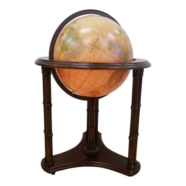 Vintage Replogle Heirloom 16" Illuminated Floor Globe For Sale