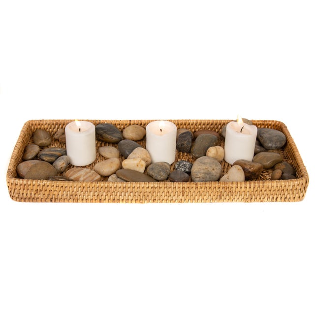 Artifacts Rattan Rectangular Vanity Tray, Honey Brown, 14" For Sale - Image 4 of 7