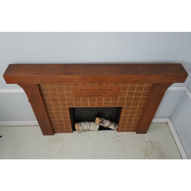Mission Stickley Tiled Mission Oak Fireplace Mantle For Sale - Image 3 of 14