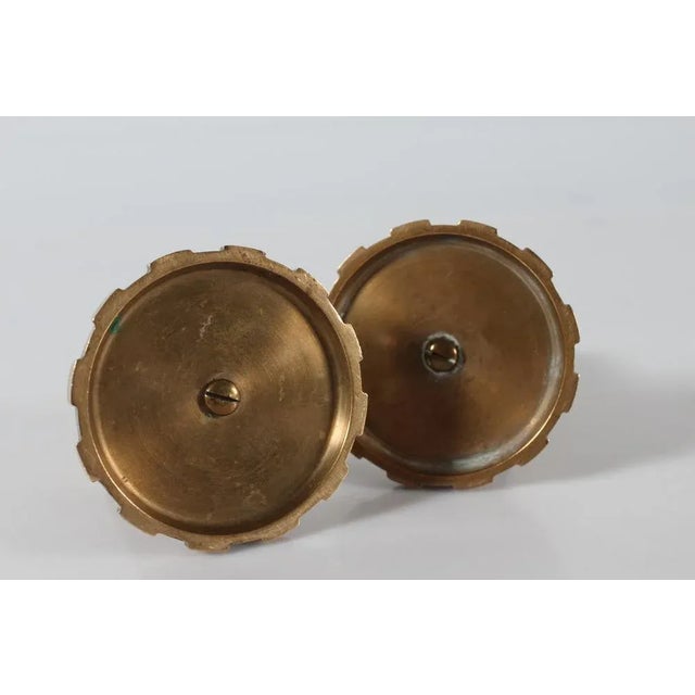 Danish Art Deco Fluted Candlesticks in Bronze, Denmark, 1930s-1950s, Set of 2 For Sale - Image 6 of 7