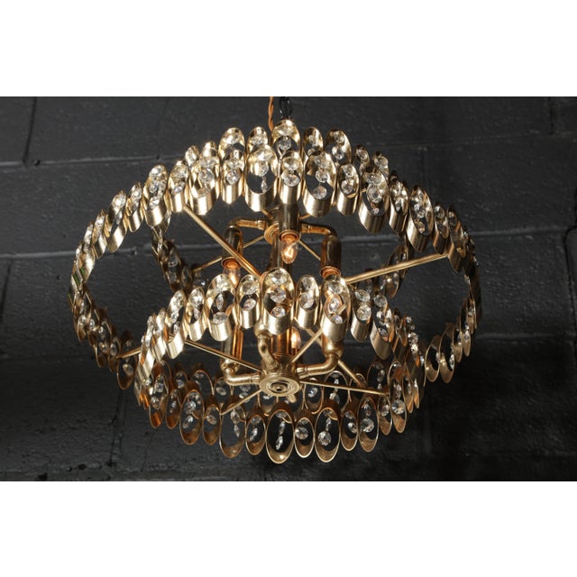 1970s 1970s Vintage Gaetano Sciolari Three Tier Brass Pendant For Sale - Image 5 of 8