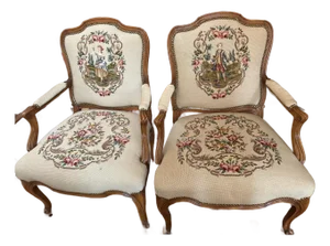 1940s French Louis XV Style Fauteuils (Open Armchairs)