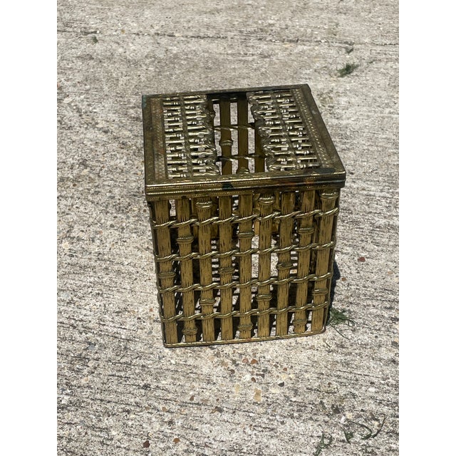 Hollywood Regency Brass Faux Bamboo Tissue Box Cover For Sale - Image 3 of 5
