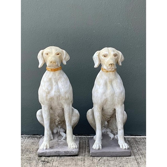 Vintage Cement Dog Sculptures - A Pair For Sale - Image 4 of 12