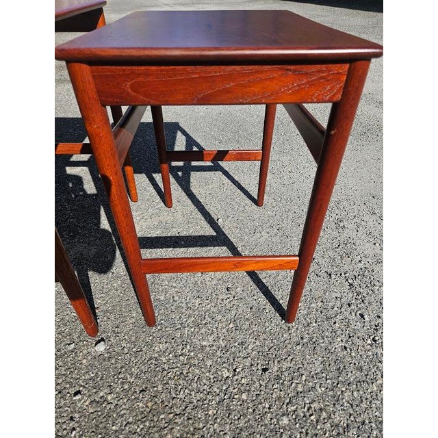 Brown 1950s Hans Wegner Teak Nesting Tables for Andreas Tuck For Sale - Image 8 of 12