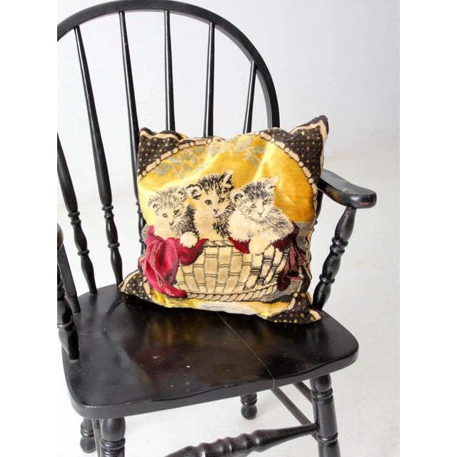 Black Vintage Italian Tapestry Pillow For Sale - Image 8 of 9