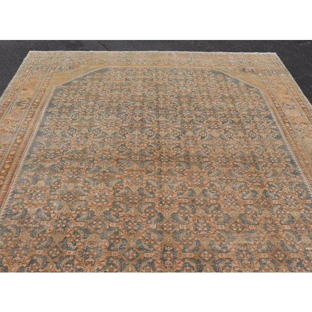 Textile Antique Persian Lilihan Rug With Soft Blue Field and Allover Floral Design For Sale - Image 7 of 17