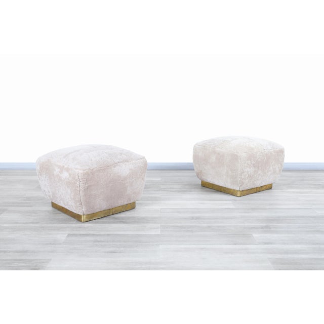 Marge Carson Vintage Oversized Shearling Ottomans / Stools by Marge Carson, 1980s For Sale - Image 4 of 10