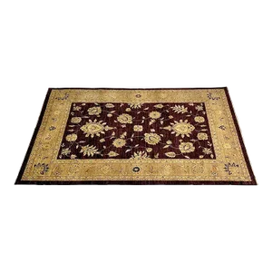 Indian, Wool Carpet, Burgundy and Beige, 21st Century