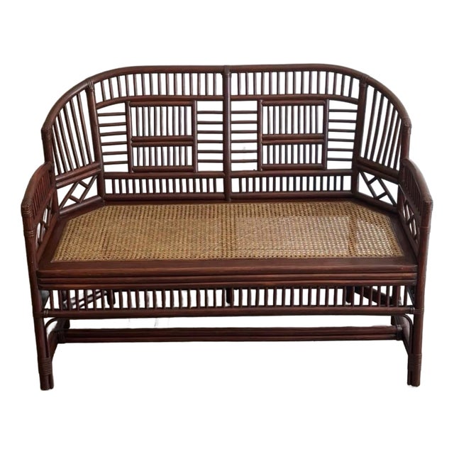 Vintage Bamboo, Rattan & Cane Settee in the Style of Brighton Pavilion For Sale