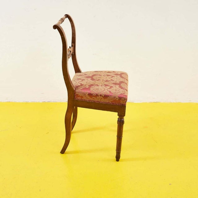 Antique Chair in Red Damask Fabric, 1800s For Sale - Image 4 of 8
