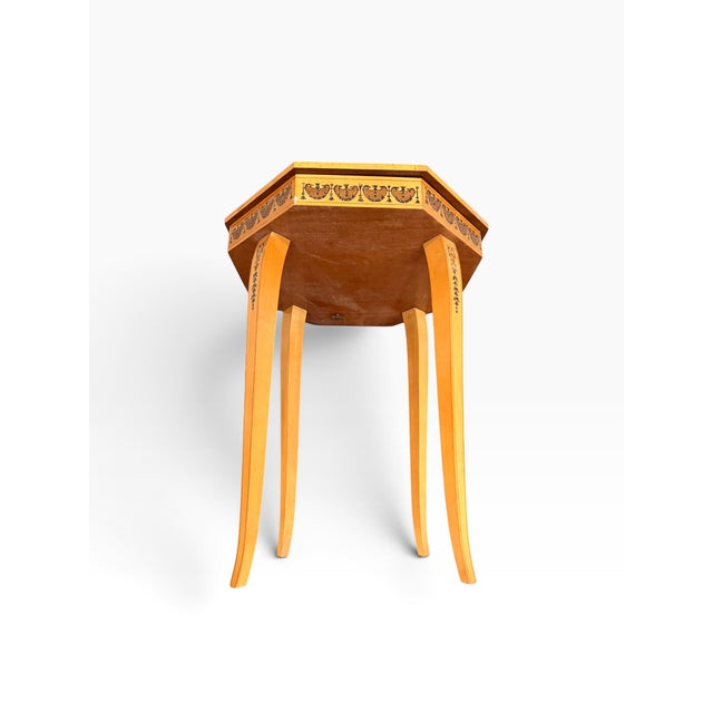Mid 20th Century Vintage Italian Marquetry Octagonal Music Box Table With Reuge Swiss Movement For Sale - Image 5 of 15