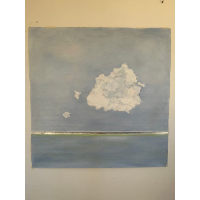 Textile Cloud With Blue Sky and Silver Horizon Original Art by Natalie Mitchell/Sette Design For Sale - Image 7 of 7